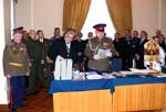 Председатель Попечительского совета корпуса Прокопьев Леонид Владимирович перед вручением кадетам ценных подарков.